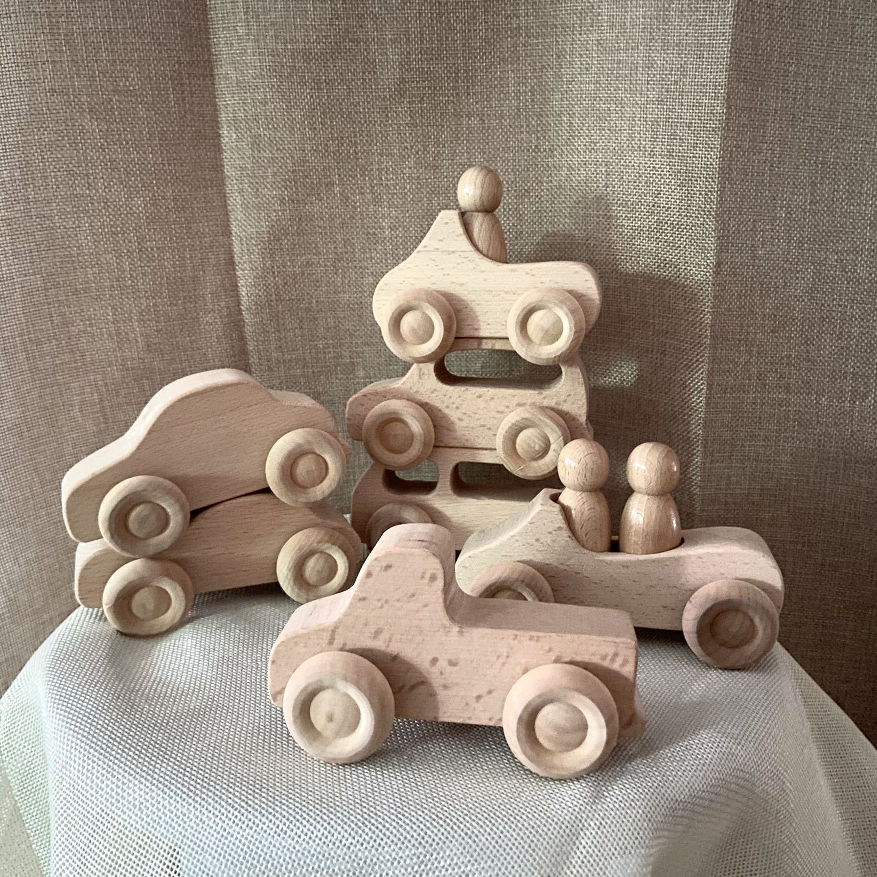 Cartoon Ins Auto Kaninchen Elefant Rassel Holz Blöcke Spielzeug Blöcke Pädagogisches Montessori Für Kinder Kinder Baby Geburtstag: 7PCS small car2