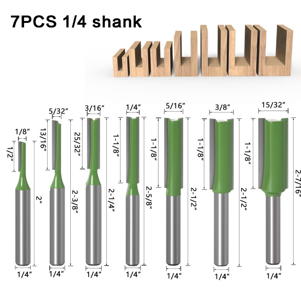 1-7pcs 6mm 1/4 inch Shank Single Double Flute Straight Bit Milling Cutter for Wood Tungsten Carbide Router Bit Woodwork Tool