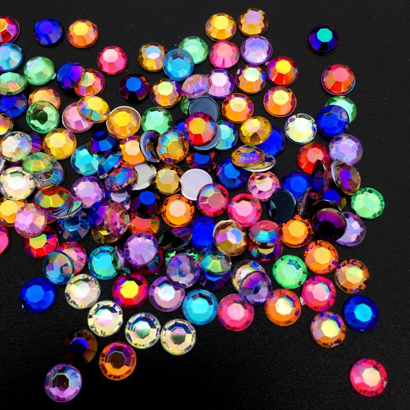 Ab Kleurrijke 5 Mm Gemengde Kleur Nail Art Rhinestones Crystal Acryl Ronde Glitter Diy Nail Decorations