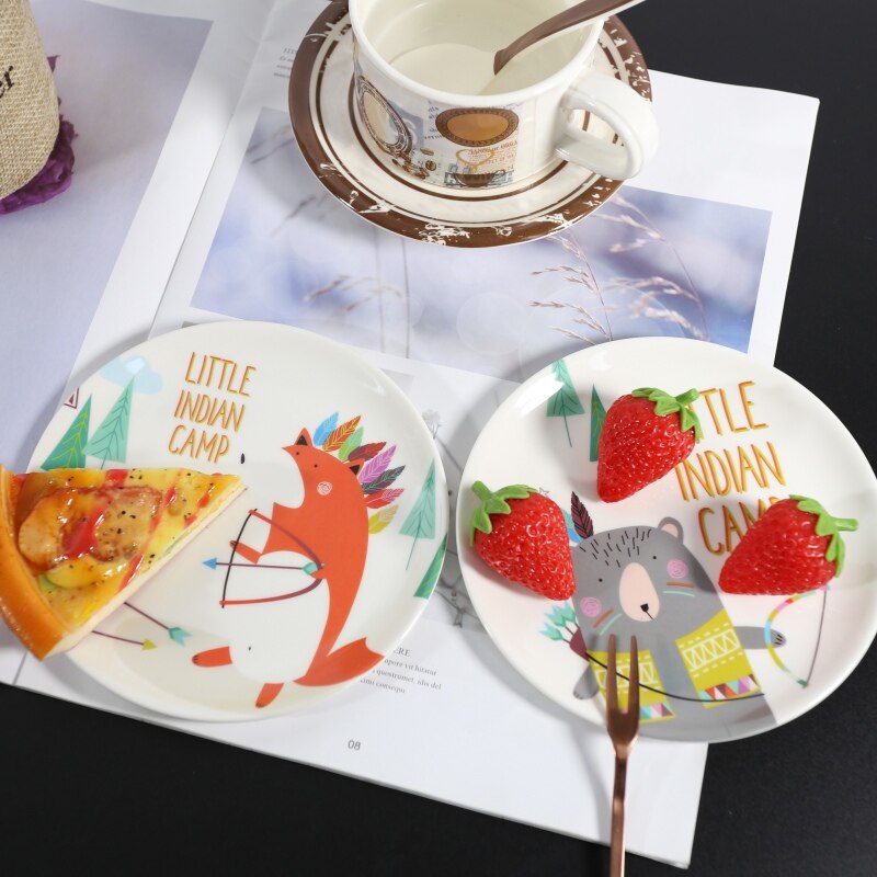 1 PC mélamine dessin animé assiette Imitation porcelaine vaisselle Dessert plat enfant petit déjeuner assiette mignon plat