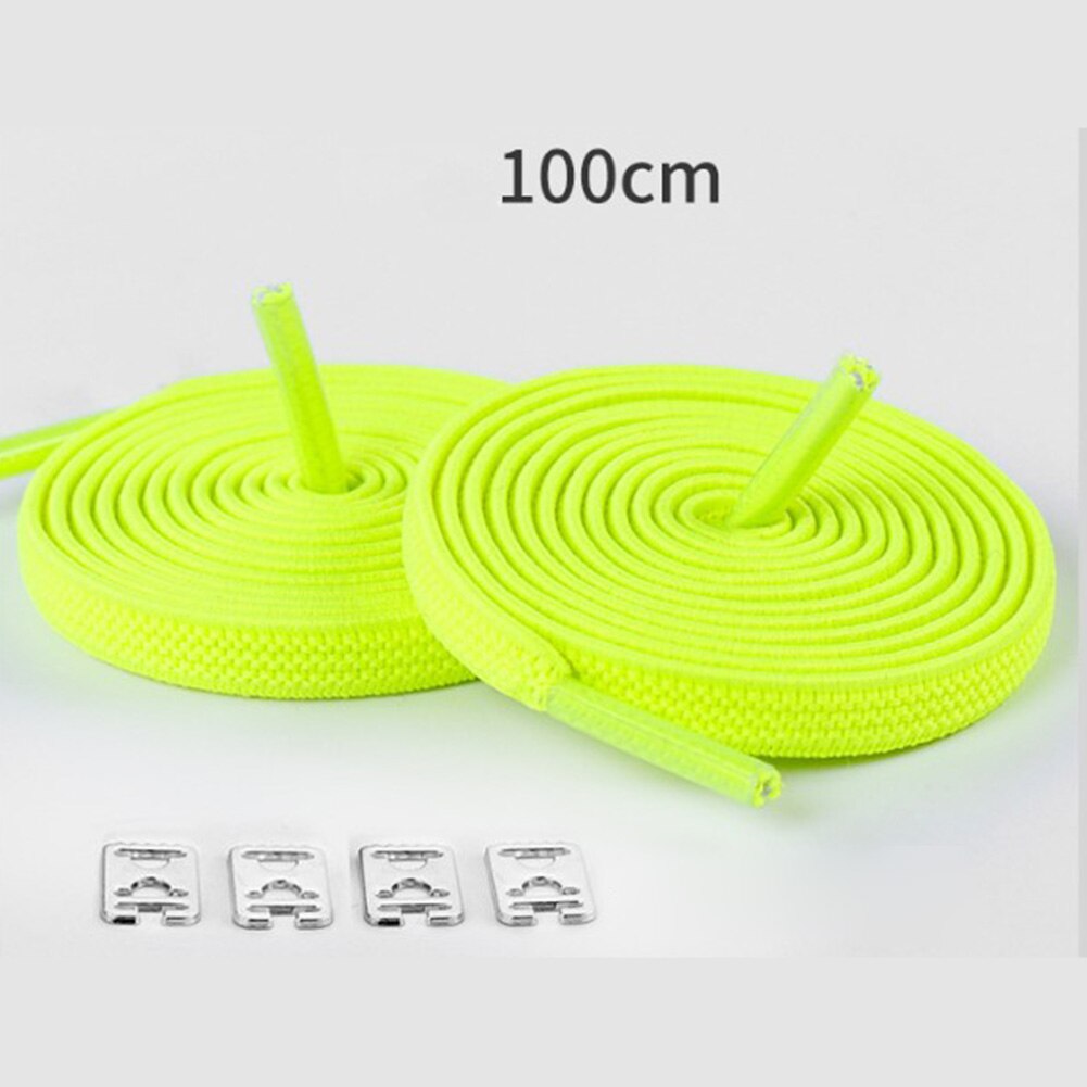 1 par 100cm uden binde elastiske snørebånd strækbare gummisnørebånd voksne børn hurtige og nemme sneakers elastiske snørebånd cordones: Grøn
