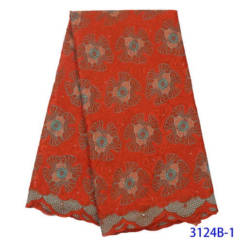 Swiss Voile Lace in Switzerland African Fabric Cotton Laces Fabric Embroidery Lace with Stones for Women KS3124B: Picture 1