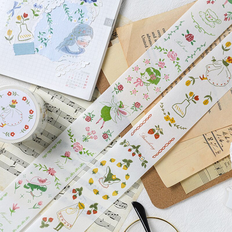 Cintas adhesivas decorativas de dibujos animados, pegatinas de papel para álbum de recortes DIY, 5m, 1 unidad/lote