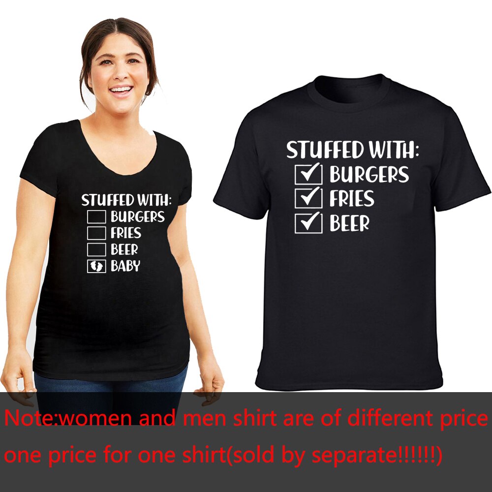 Pregnancy T-shirt Couple T-shirts Funny Maternity Shirts Cute Couple Pregnancy Shirts Pregnancy Announcement Shirts: black / Women S