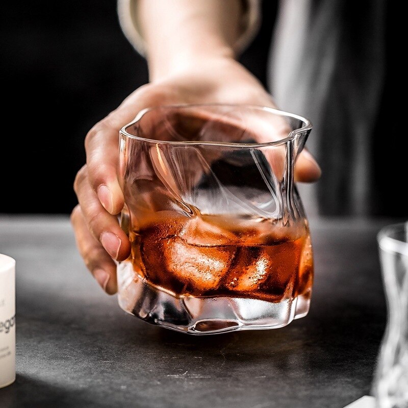 1Pcs/245Mljapanese Whisky Kristal Wijn Glas Sterke Drank Buitenlandse Wijn Cup Onregelmatige Glas Water Cup