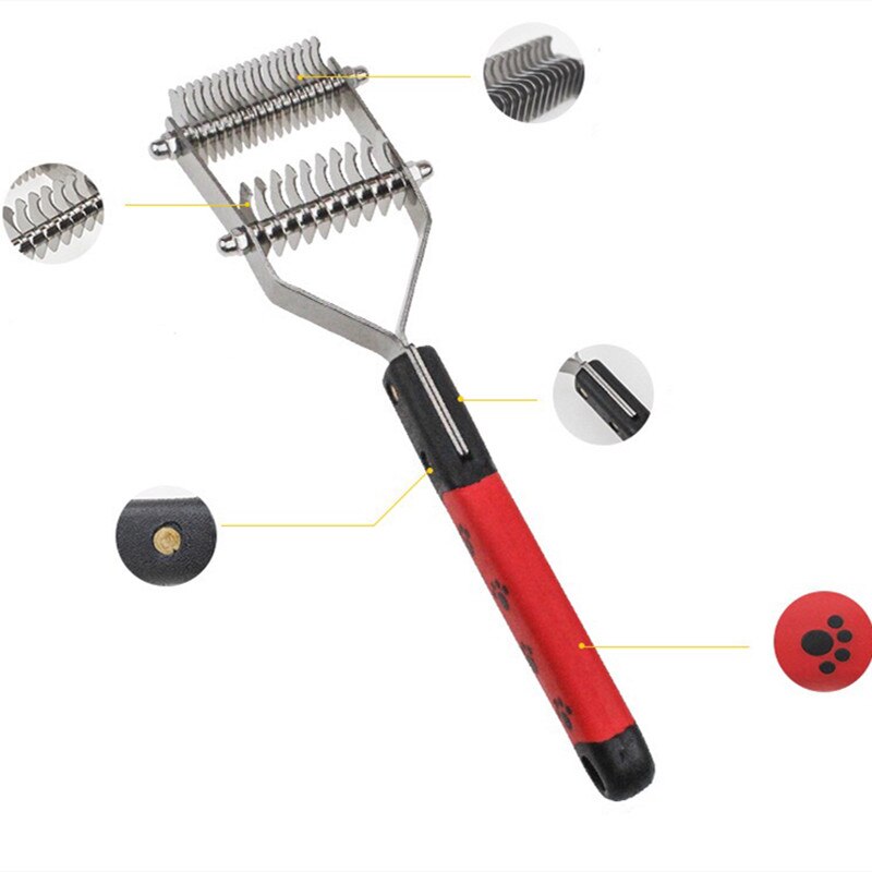 MTL-cepillo para perros y gatos, herramienta de desbarbado para el cuidado de mascotas, cepillos eliminación de pelo, rastrillo de Metal, cuidado de perros