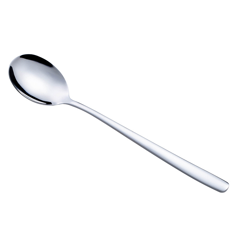 20Cm Rvs Goud Koffie Lepel Theelepels Servies Ijs Dessert Lepels Met Lange Handvat Bestek Keuken Accessoires: Silver