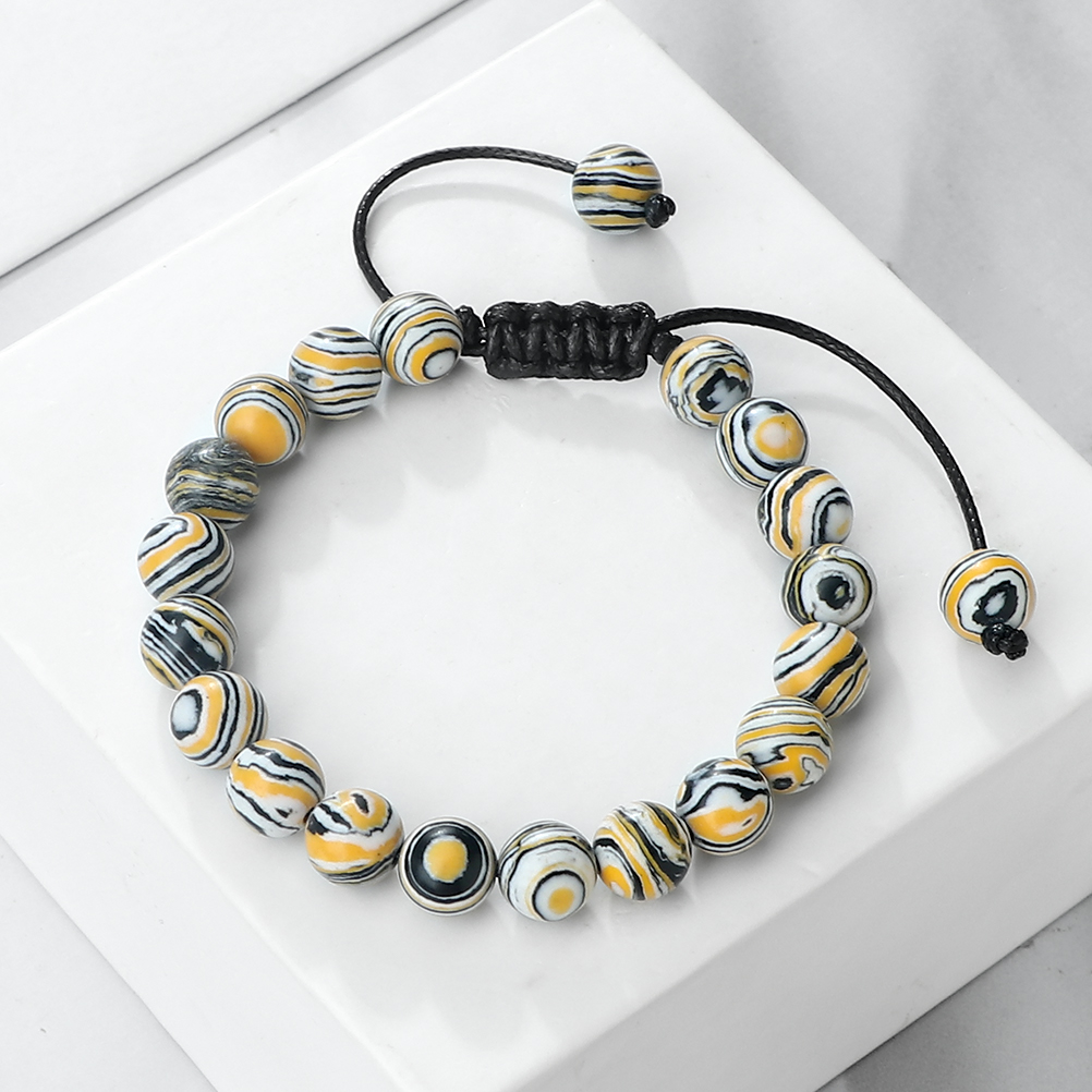 Colorful 8mm Malachite Braided Bracelet Women Men Adjustable Couple Bracelet&Bangles Friendship Pulsera Jewelry