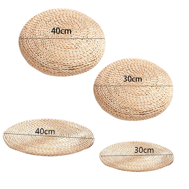 Tatami Futon Meditation Cushion thick/thin Round Yoga Circle Corn Husk Straw Braid Mat Japanese Style Cushion with Silk Wadding