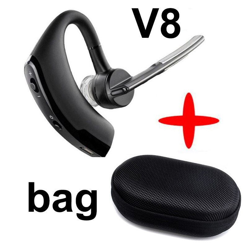 Yulubu V8S Business Bluetooth Oortelefoon Sport Draadloze Bluetooth Headset Handsfree Oortelefoon Voor Driver Met Microfoon En V8: V8 with bag