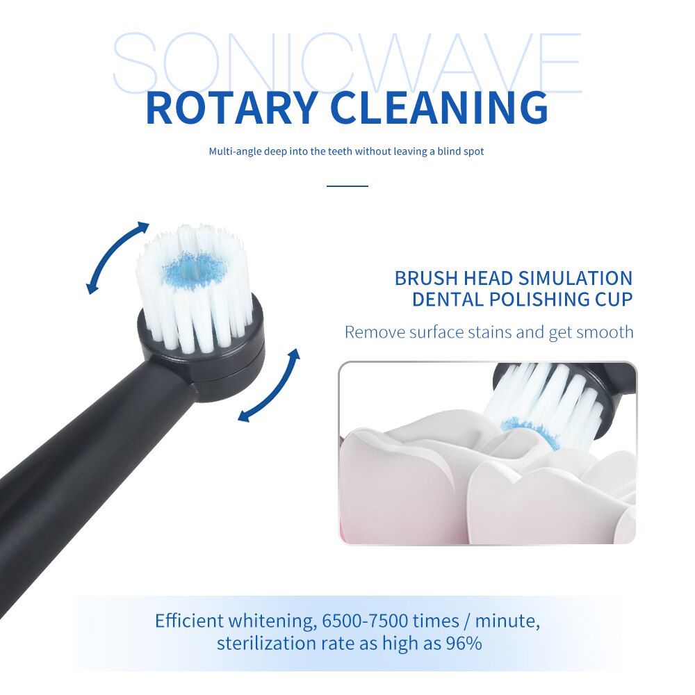 HERE-MEGA Rotating Electric Toothbrush Super Waterproof Cleaning Rechargeable Teeth Power Ultrasonic Sonic Tooth Brush Adult R02
