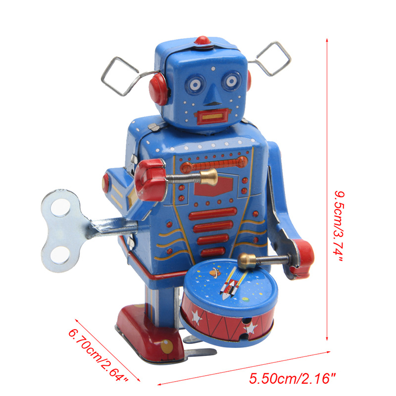 Retro Clockwork Wind Up Metal Walking Robot Speelgoed Vintage Collectible Kids