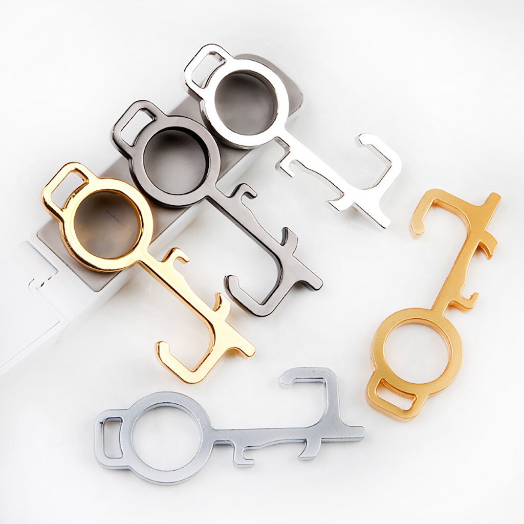 No Touch Open Door Assistant Portable Hygiene Hand Alloy Edc Door Opener Elevator Door Handle Key Contactless Key Door Opener