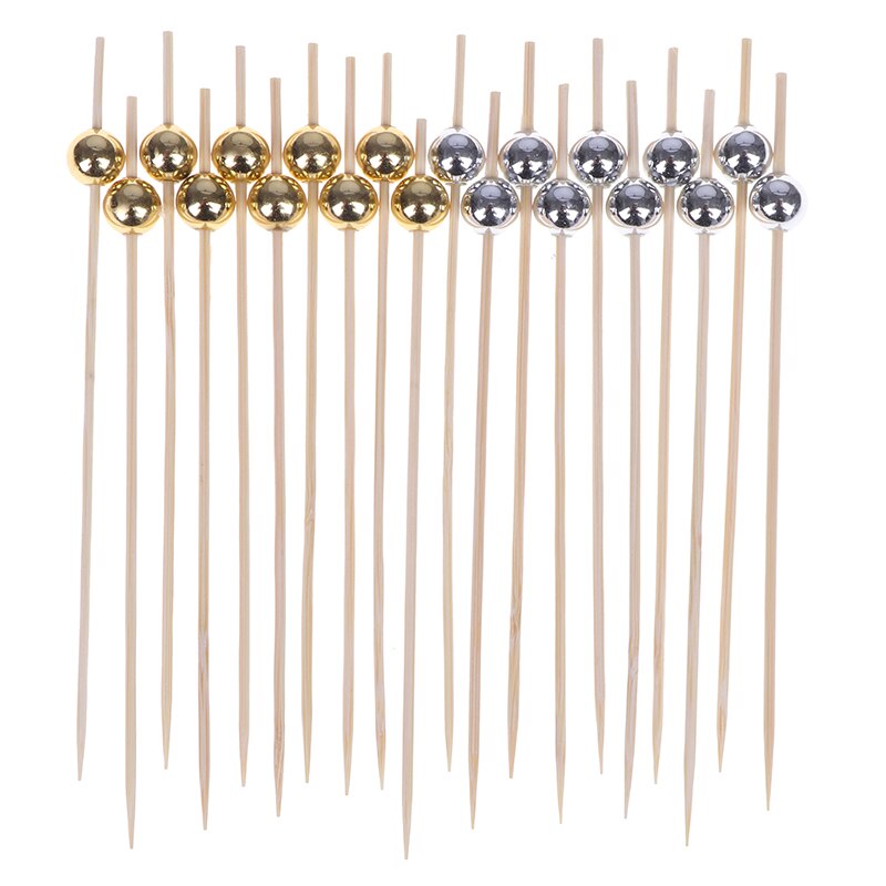 100 PCS 12cm Wooden Toothpick Fruit Snack Fork Bamboo Sticks Pearl Cocktail Food Skewer Picks Party Wedding Festival Supplies