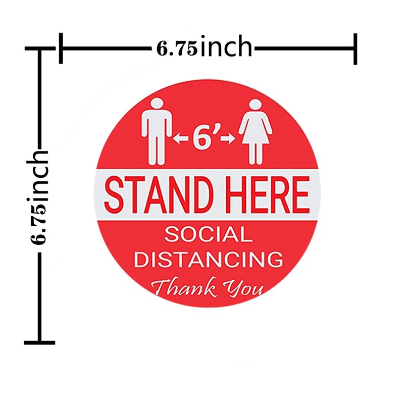 10 st / parti står här sociala distanseringsklistermärken håller 6 meter ifrån varandra mellan distans golvdekaler formarket