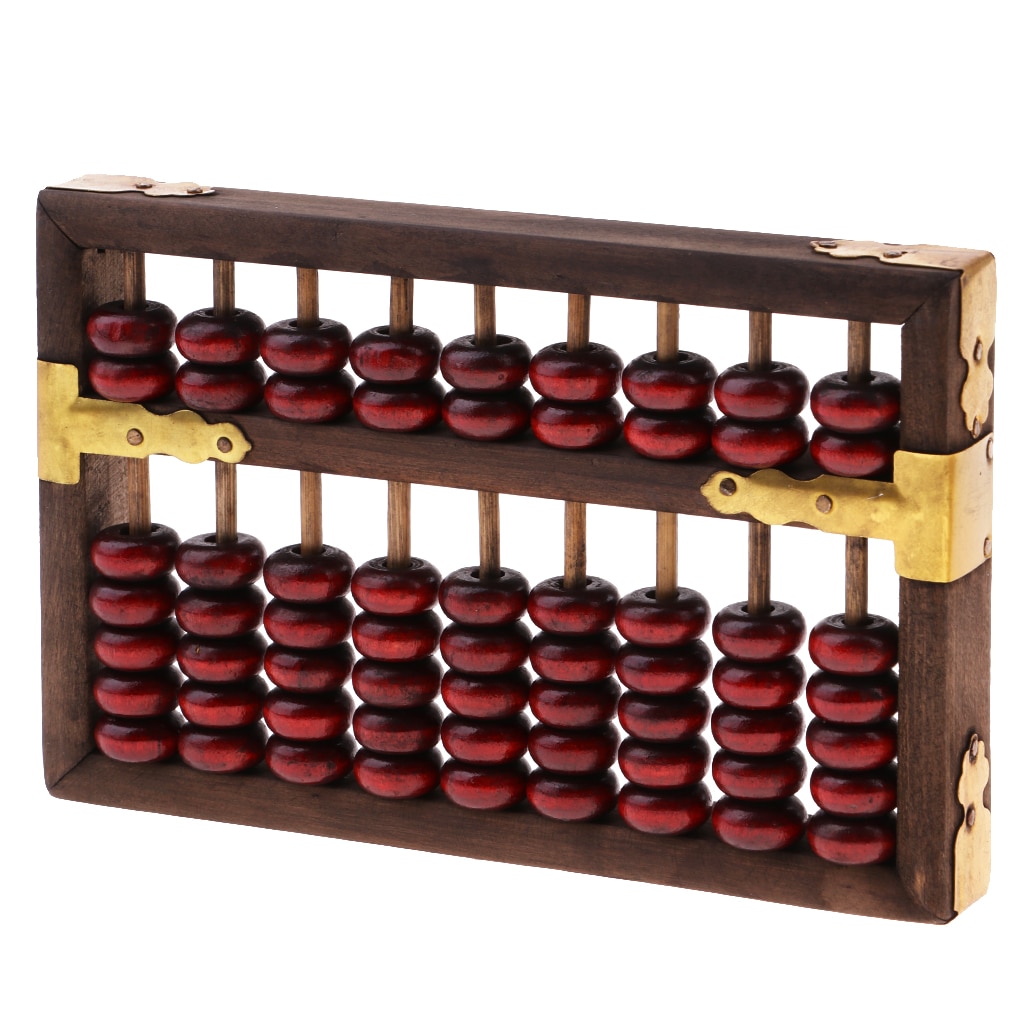 Vintage Chinese Houten Kraal Abacus Rekenkundige Berekenen Tool 9 Cijfers Rekenmachine Tellen Collectie Cadeau Voor Kinderen Volwassen