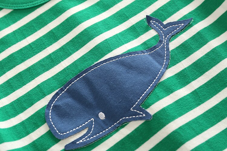 Zomer Kids Leuke Walvis T-shirt Koreaanse Versie Streep T-shirt Jongen Meisje 1-5 Jaar Oude Baby Kleding Dunne 100% katoen