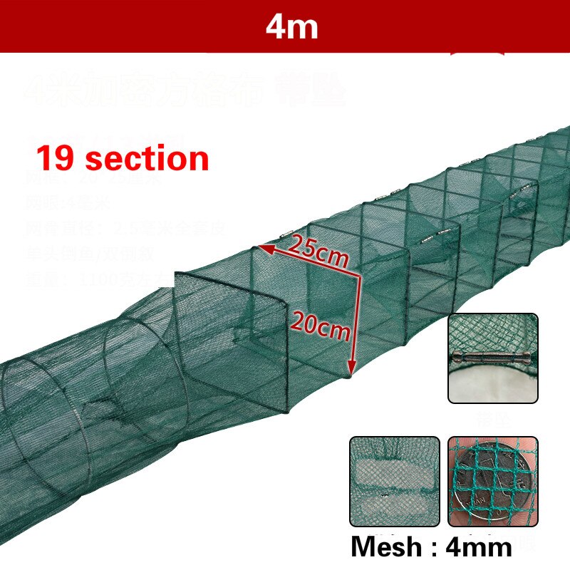 1.1m-20m Shrimp Cage Fishing Net Catcher Trap Foldable Crab Crayfish Lobster Fishing Net Cast Fishing Network Outdoor: M