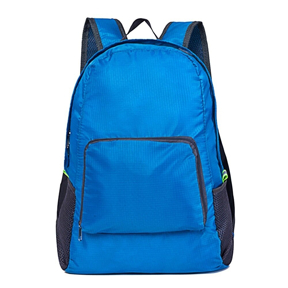 Tragbare draussen Wasserdicht Reisen Schulter Rucksäcke Falten Nylon Camping Wandern Radfahren Sport Tasche: blaue farbe