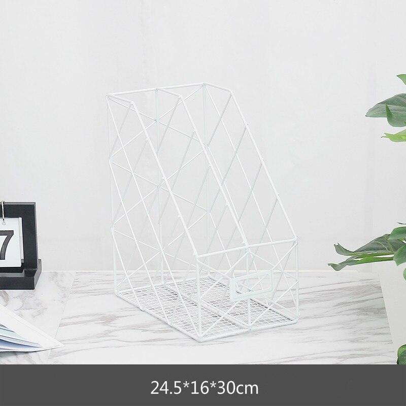 Nordic Iron File Storage Rack Home Office Desktop Book Magazine Finishing Rose Gold Table Accessories Organizer: 5