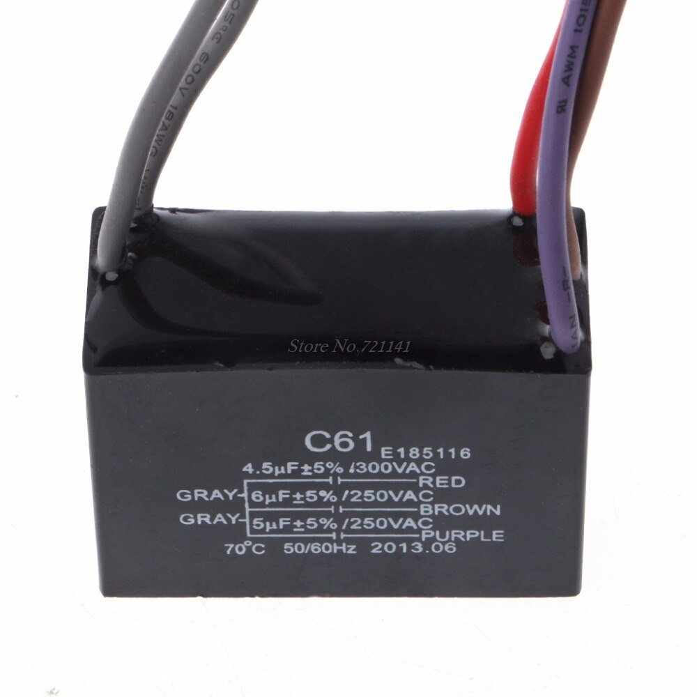 CBB61 Electrical Power Relay Connecting Capacitor 4.5uf+6uf+5uf 250V 5 Wire Trimmer Capacitors