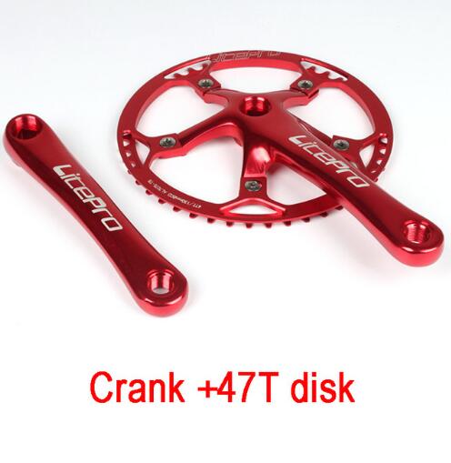 Litepro sykkel kranksett integrert enkelt kranksett krank 45t 47t 53t 56t 58t bcd 130mm for sammenleggbar sykkel sykkel kranksett 170mm: 47t røde