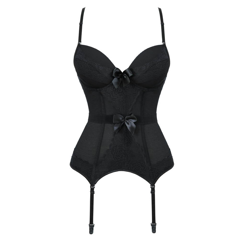 Czarny gorset Top See Through Corset Hollow Lace Bustier Top Victorian Gothic Corset Push Up Bustier Plus Size Lingerie Sexy