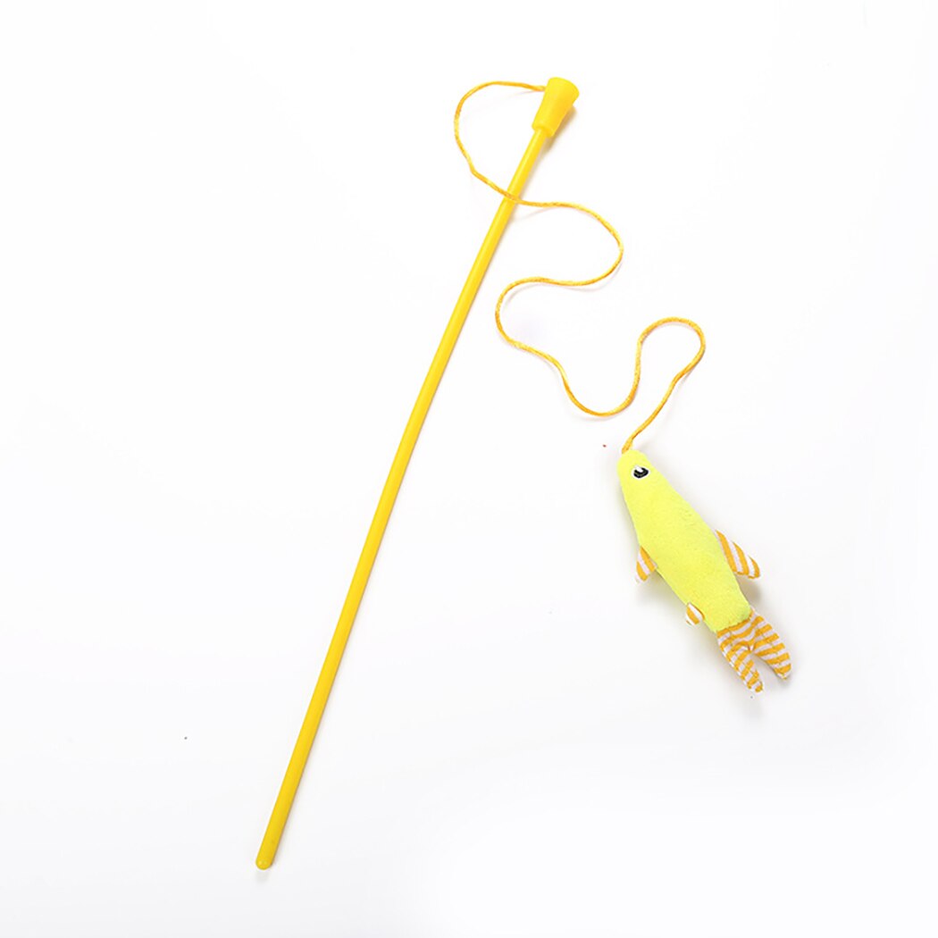 2pcs Cute Cartoon Fish Plush Cat Teaser Toys Kitten Funny Cat Teaser Wand Toys Pet Cat Toys Interactive Stick Pet Cat Supplies