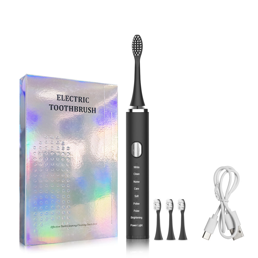 Elektrische Zahnbürste, Zahnaufhellung, Vibration, Schallzahnbürste, USB wiederaufladbar, 8 Reinigungsmodi, tragbare elektrische Zahnbürste: Elfenbein
