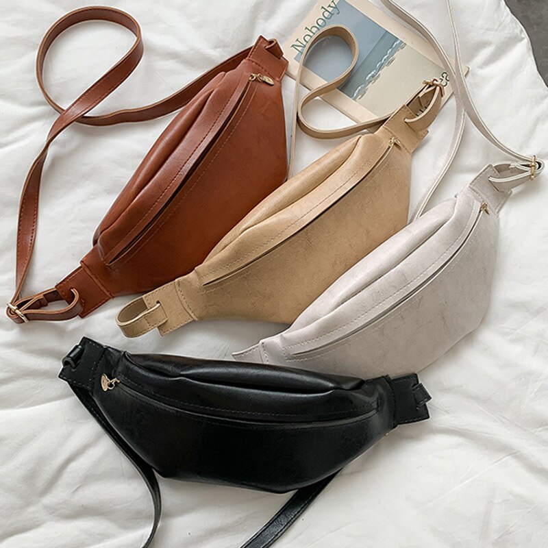 Sac de taille pour femmes cuir PU Fanny Pack sacs de poitrine multifonction banane taille Packs sac à bandoulière dame grande ceinture Pack