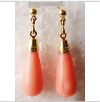 Good Beautiful real pink coral Earring Lovely Fine Nobility Lady&#39;s Women&#39;s Earrings