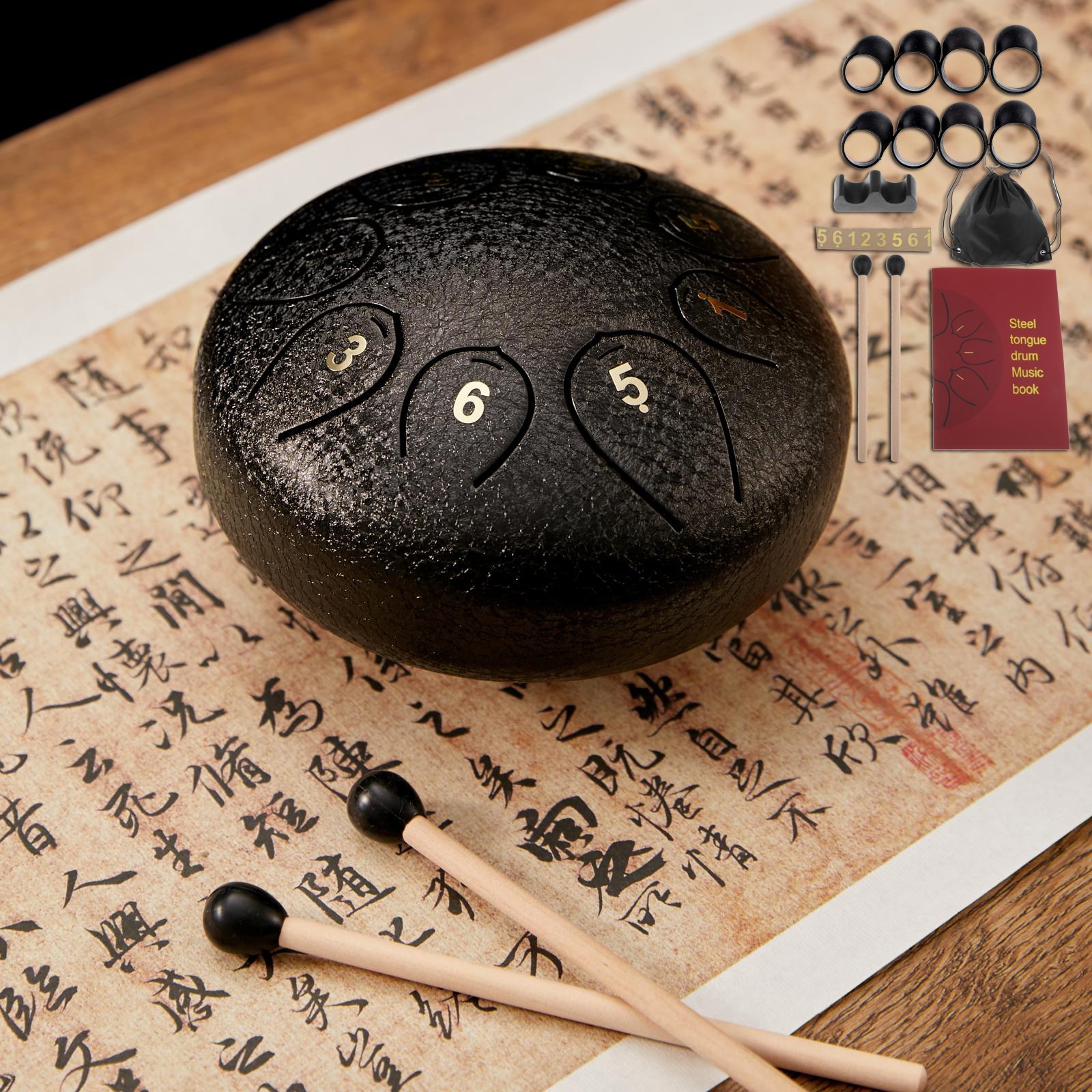 6" Steel Tongue Drum Handpan Hand Pan Drum w/ Bag Mallets Mind