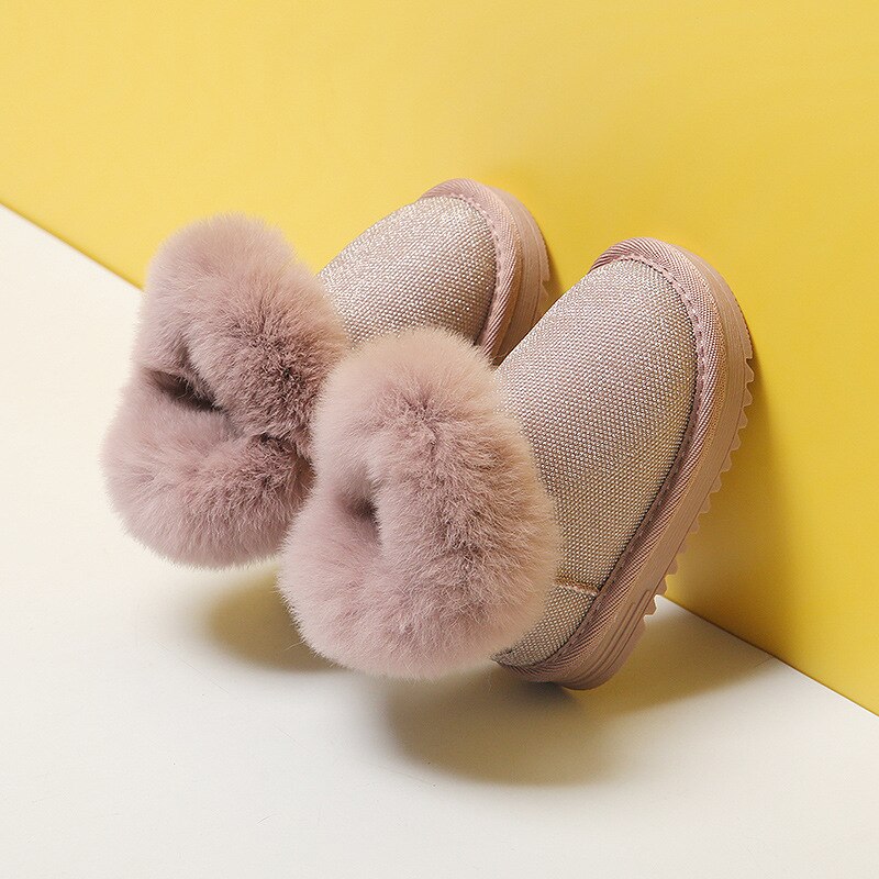 #39 für mädchen, warme, rutschfeste Baby- und kleinkinderschuhe aus baumwolle, kinderstiefel mit kaninchenfellmuster #39 0-1-3- #39: Rosa / 24(15cm)