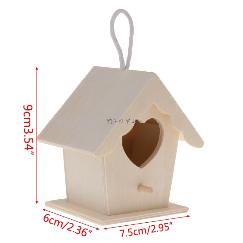 Casa de madera creativa para pájaros, casa de madera Natural, bricolaje, loro en forma de corazón, Perico colgante