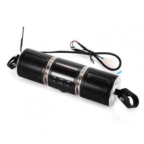 Handlebar Motorcycle MP3 Player Speaker Bluetooth Music FM Radio Waterproof Adjustable Bracket Motorbike Audio Stereo 12V: black