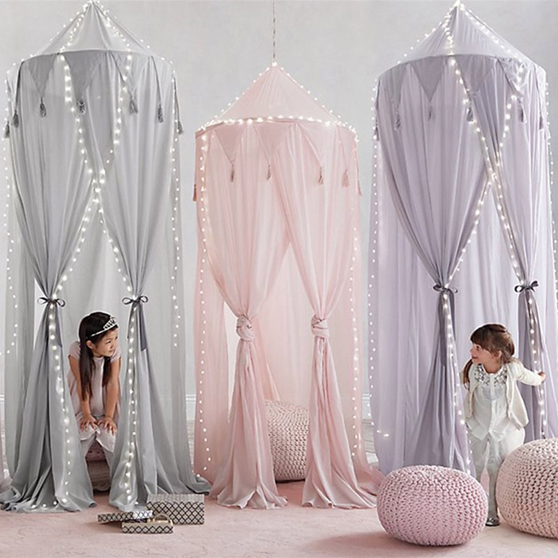 Roze Prinses Hemelbed Gordijnen Babybedje Klamboe Tent Meisjes Kamer Accessoires Woondecoratie Kinderen Spelen Tent Voor Kinderen