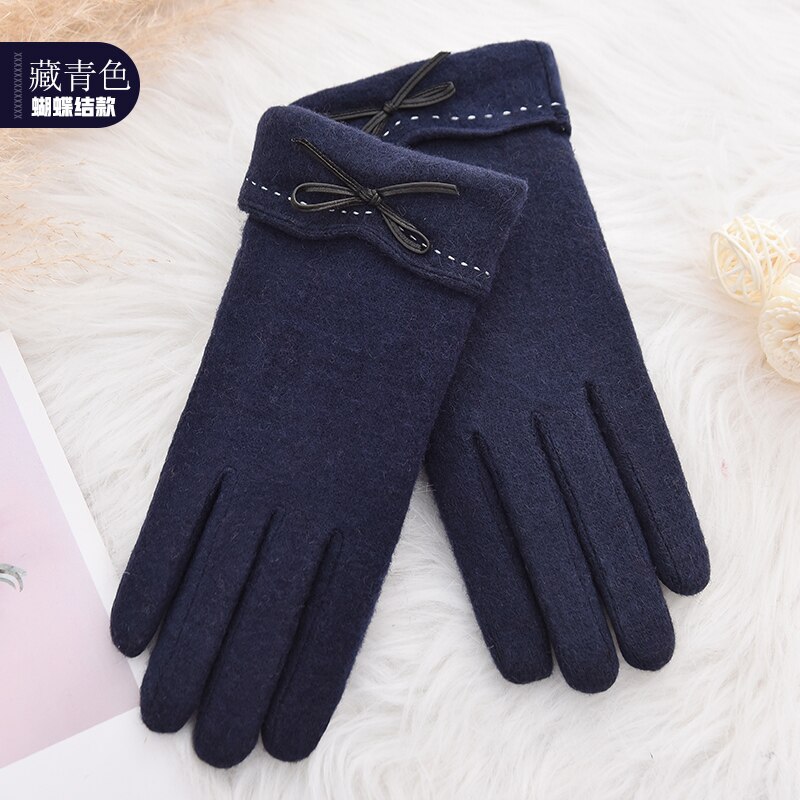 Woodpecker cashmere gloves lady cute plush thicker warm drive ride touch screen wool gloves