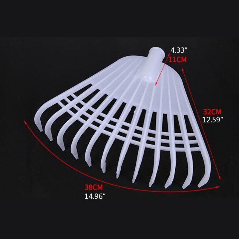 12Tooth Leaf Rake White Agricultural Rake No Handle Grass Rake Lightweight Flower Planting Soil Rake Plastic Garden Tool