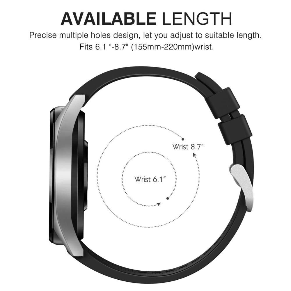 22mm urrem til huawei ur  gt 2e gt 2 / amazfit gtr 47mm / honor magic watch 2 46mm rem silikone til samsung galaxy ur