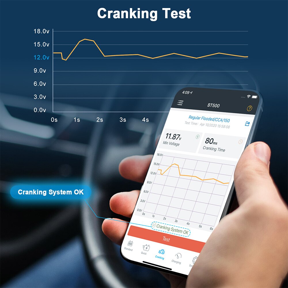 Ancel BT500 Auto Batterij Tester Draadloze Elektrische Circuit Zwengelen Test Android Ios Opladen Test Batterij Analyzer OBD2 Scanner