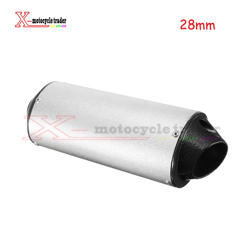 28mm 38mm motorsykkel eksospotterør for 125cc 150cc 160cc dirt pit bike for honda kawasaki yamaha atv utv baja orv: Sølv 28mm
