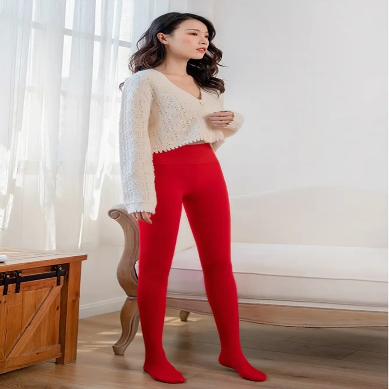 Damen Winter dicke rot samtstrumpfhose hochzeit große Gamaschen füße sohlen warm und dünn herbst festlich