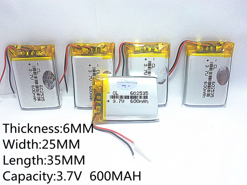 Supply lithium battery lithium polymer battery 602535 602535 +600 mah +3.7 V CL