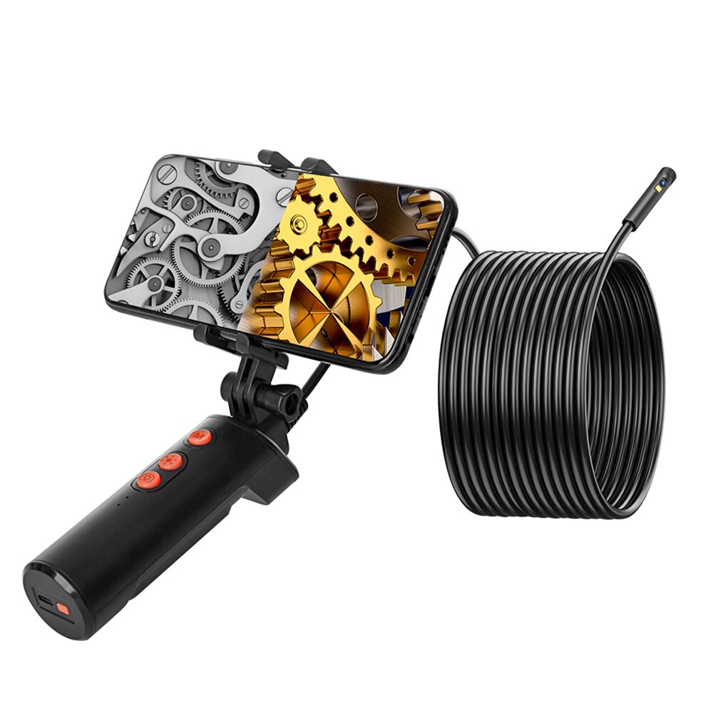 Wireless borescope Industrial Endoscopy Inspection Double Camera Built-in 9pcs LED 8mm Lens 1960*1080 Resolution IP68 Waterproof: Black / 10M