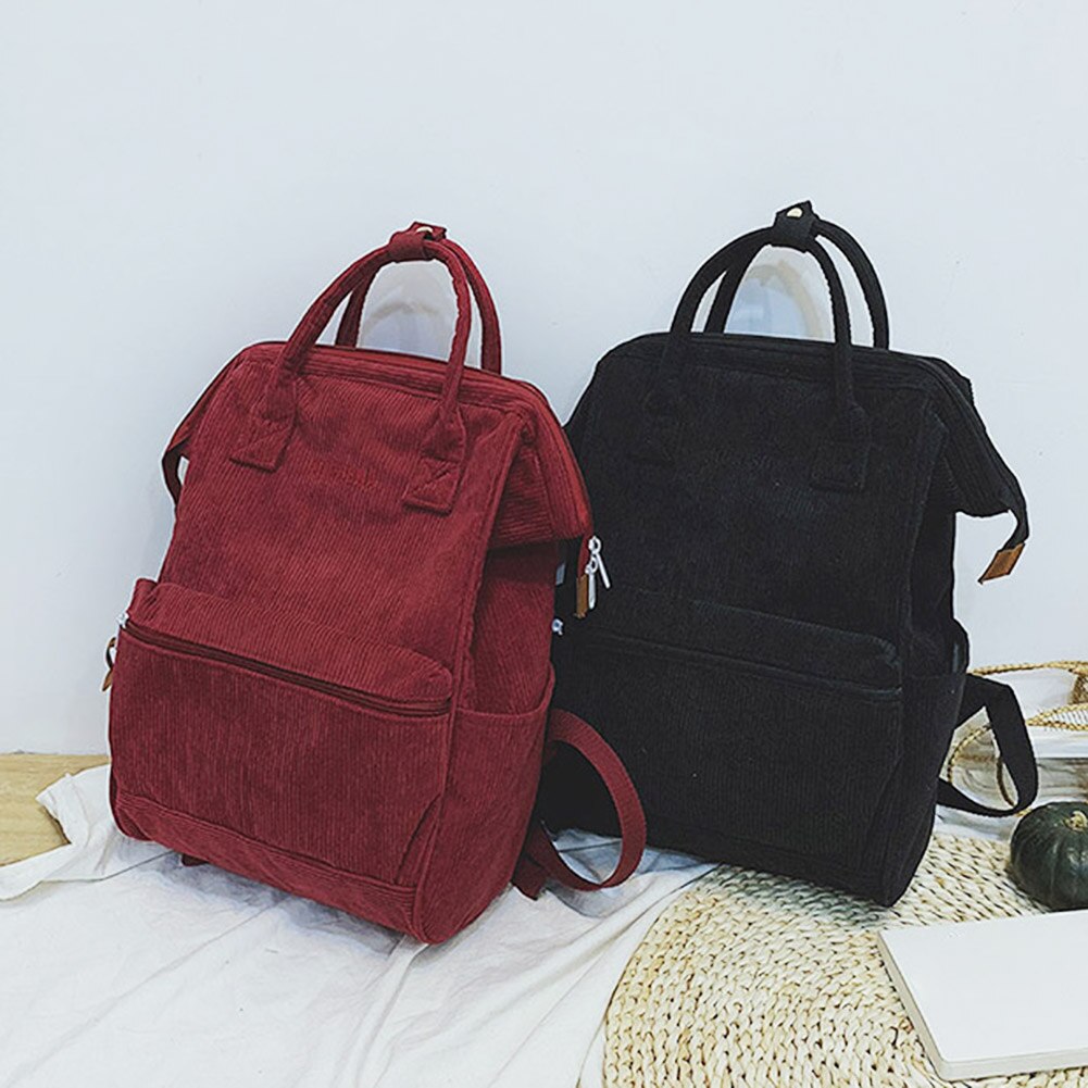 Mochila de pana para mujer, bolso escolar para Colegio, bolsos de hombro de viaje para chicas adolescentes,