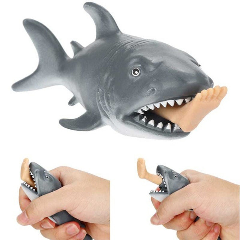 Kunststoff Kreative Anti Stress Squeeze Spielzeug Hungrig Shark mit Pop Heraus Surfer Bein Spielzeug Stress Relief Lustige Parodie Trick