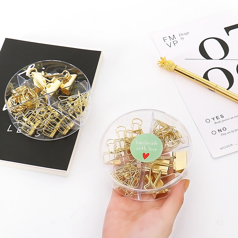 Clip de Metal dorado tutú de cabeza grande para oficina, conjunto de combinación de suministros de encuadernación, papelería delicada, H0472