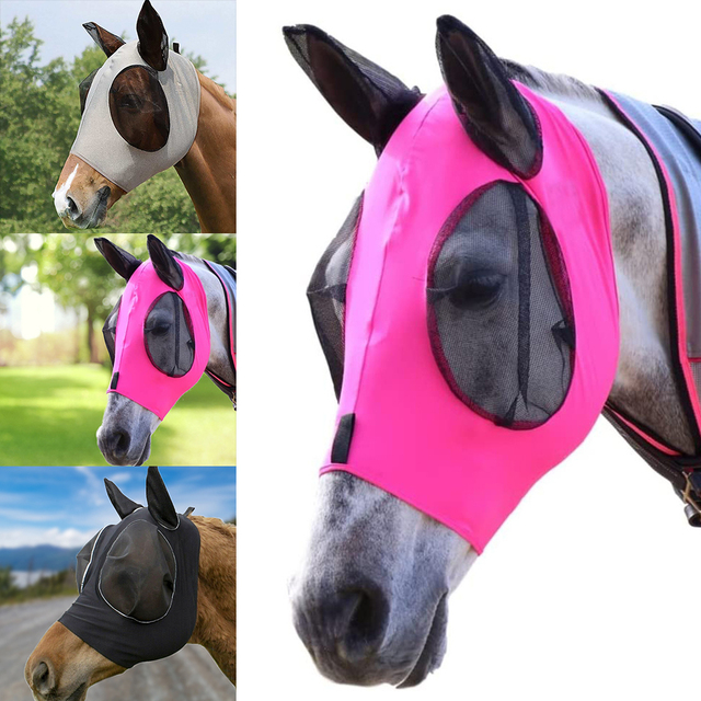 2 Stuks Zomer Anti-Muggen Horse Cover Anti-Muggen Paard Care Producten Paard Oog Oor Beschermhoes Paard kap Dierbenodigdheden: 2pcs pink