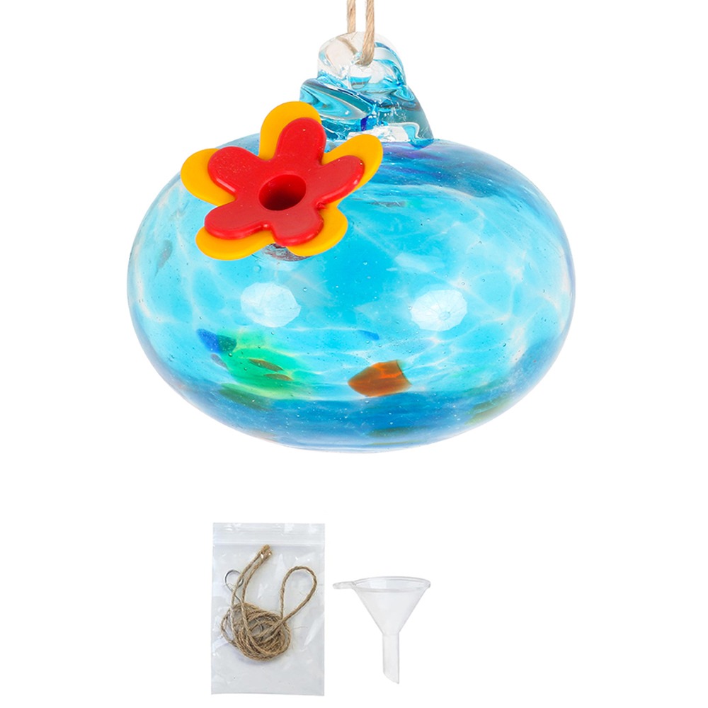 Durable Droplet Shaped Hummingbird Feeder Hanging Glass Ball Bird Automatic Feeder Practical Bird Drinking Fountain For Window: Yellow