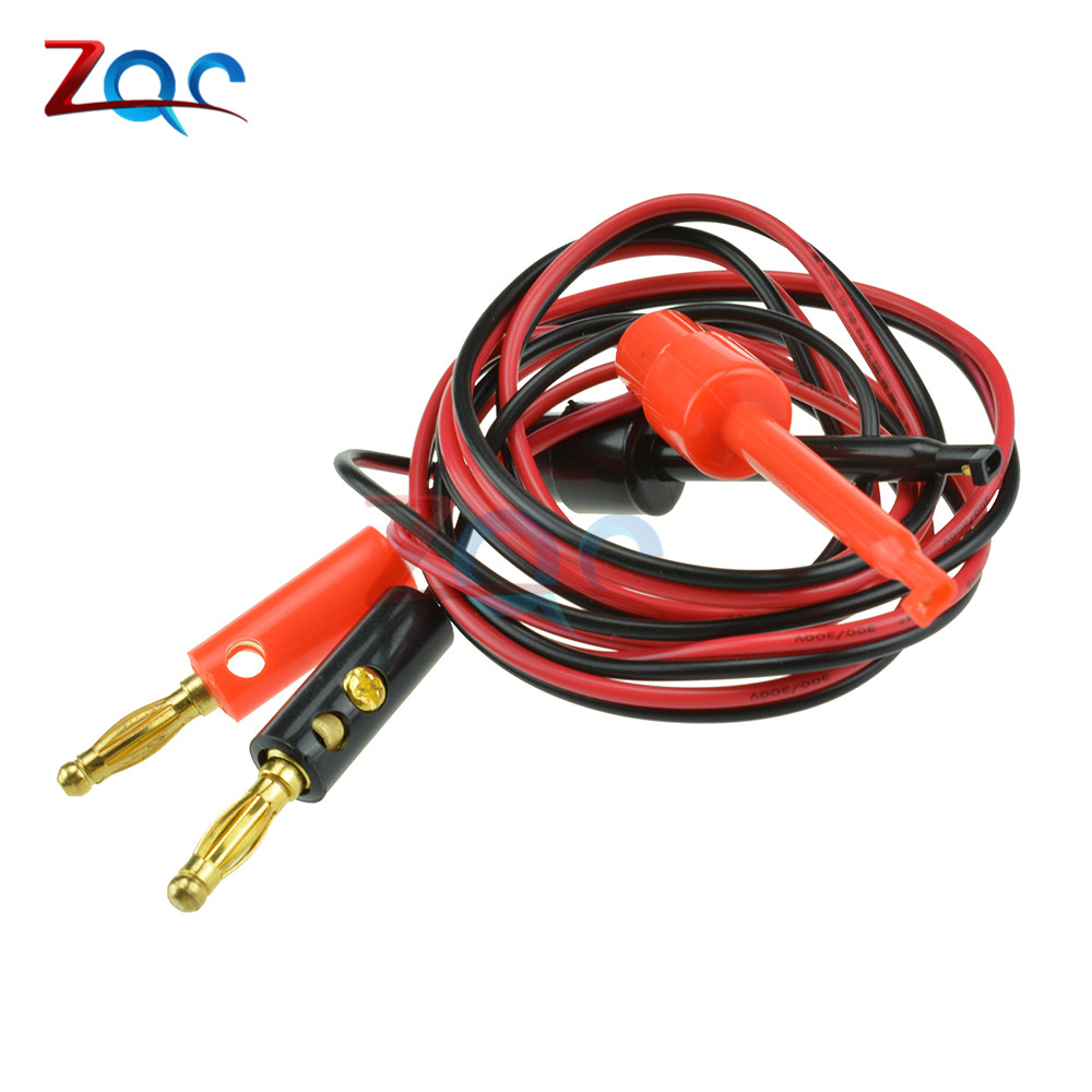 1 Pair 4mm Banana Plug to Test Hook Clip Lead Cable Gold Plated For Multimeter Test Lead Cable Equipment Connector